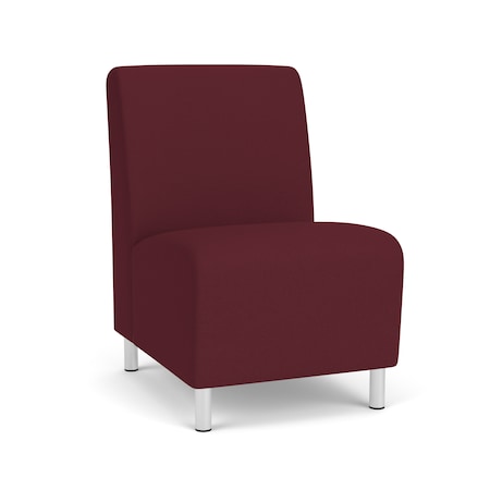 Lesro Siena Lounge Reception Armless Guest Chair, Brushed Steel, OH Wine Upholstery SN1102